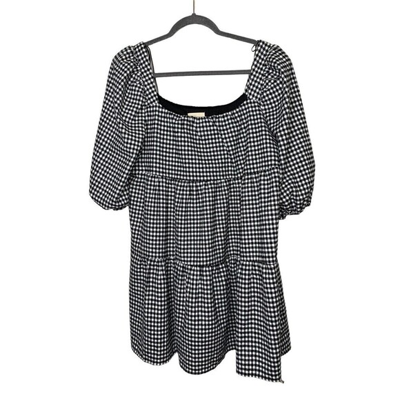 Black & White Tops - Harper Heritage Babydoll Blouse Womens Checkered Pullover Black White Size M